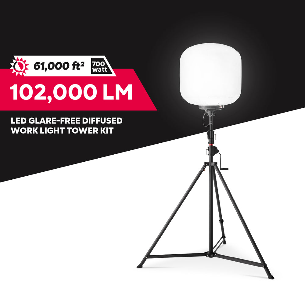 102,000 Lumens LED Glare-Free Diffused Work Light Tower Kit
